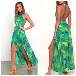 Lulus Tropical safari Print Maxi Dress size xs